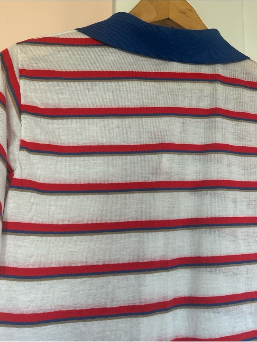 Vtg Michael Scott Polo Shirt M Red Blue Striped Slim Retro 80s Patriotic USA - Picture 6 of 8